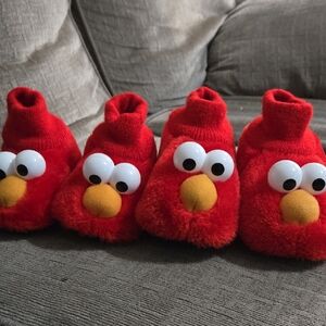 Elmo Kids Slippers Lot Of 2